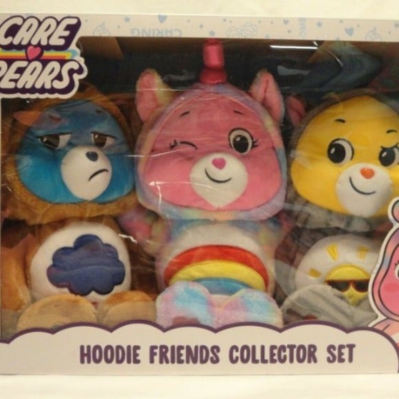 CARE BEARS Hoodie Friends Collector Set!! 3 Bears - Picture 1 of 2